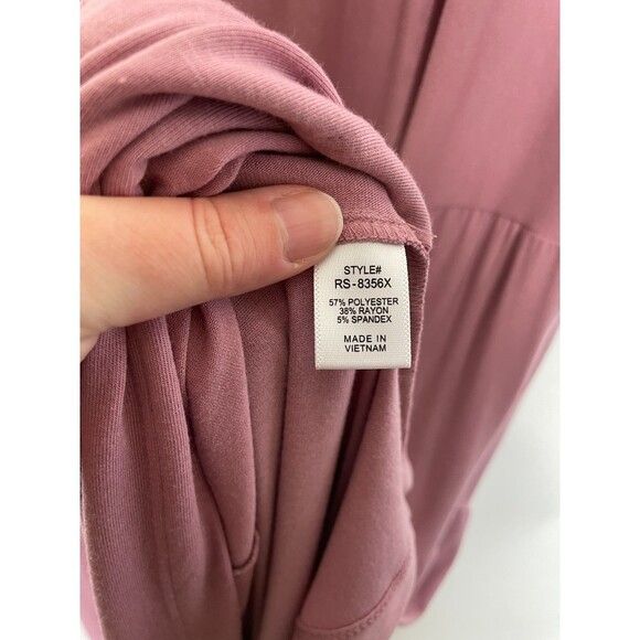 Zenana Sleeveless Light Rose Tiered Maxi Dress Round Neckline Stretch - Picture 9 of 10